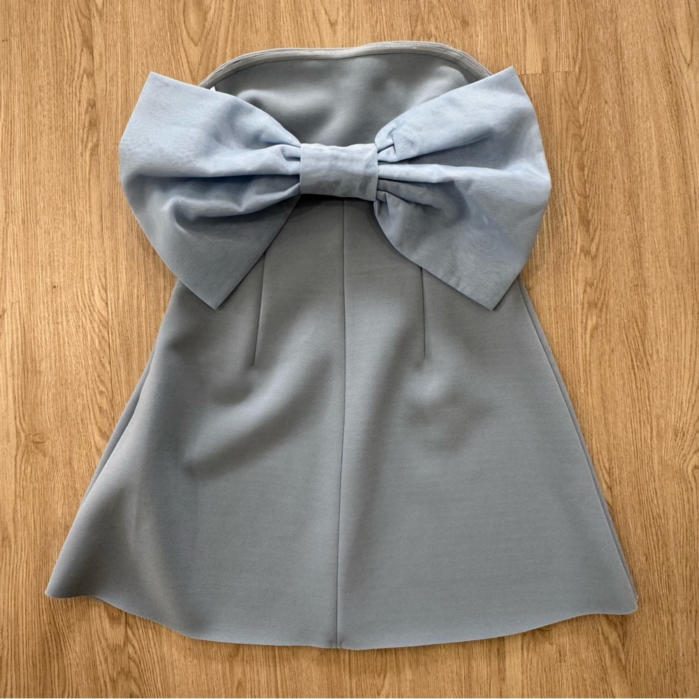 Tojha bow back Blue Strapless Dress nwt - Picture 9 of 9